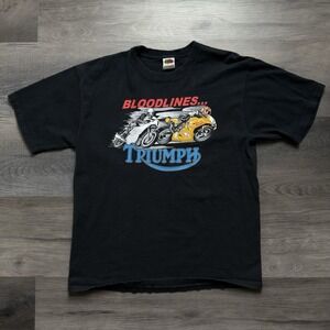 Y2K 2003 Bloodlines Triumph Motorcycle Tshirt Mens L Augusta Ducati Excel VTG